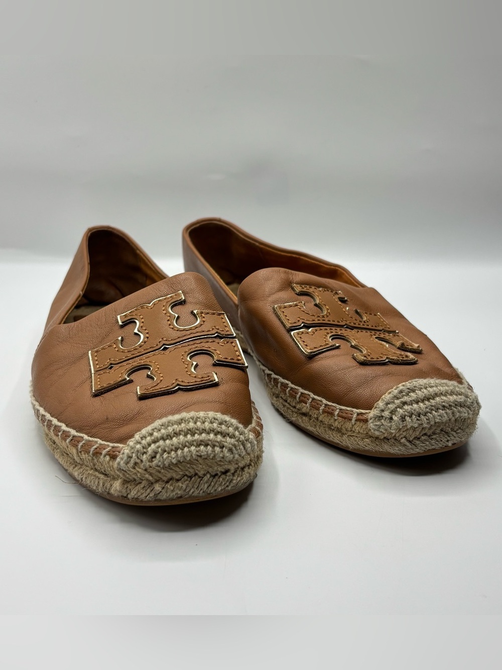 Tory Burch Ines espadrille logo leather slip on flats size 7 - Picture 3 of 12